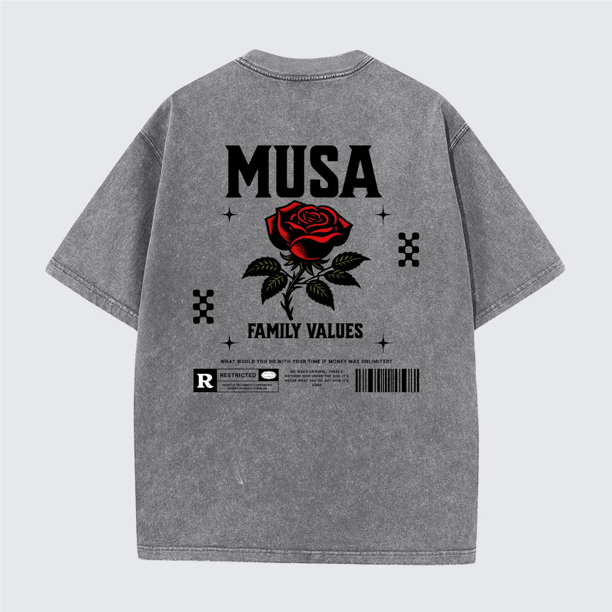 MUSA FAMILY VALUES snow wash "BE YOURSELF" tee